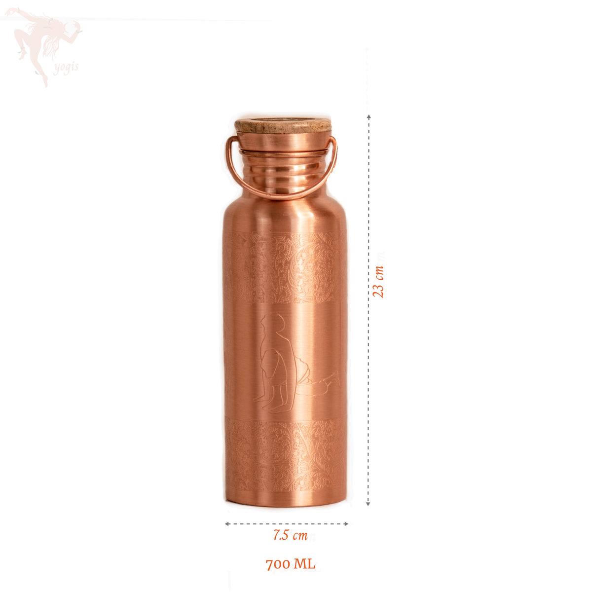 Copper Bottle - Flower and 4 Yoga Posture - Matt