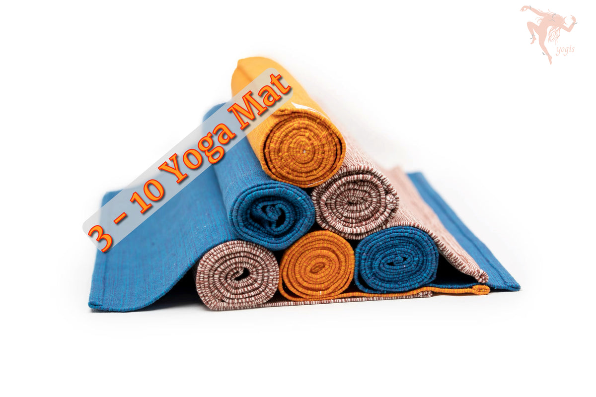 Organic Cotton Yoga Mat / Rug - Bulk Order (3-10) - Eco Friendly, Handicraft, Washable, Better Grip