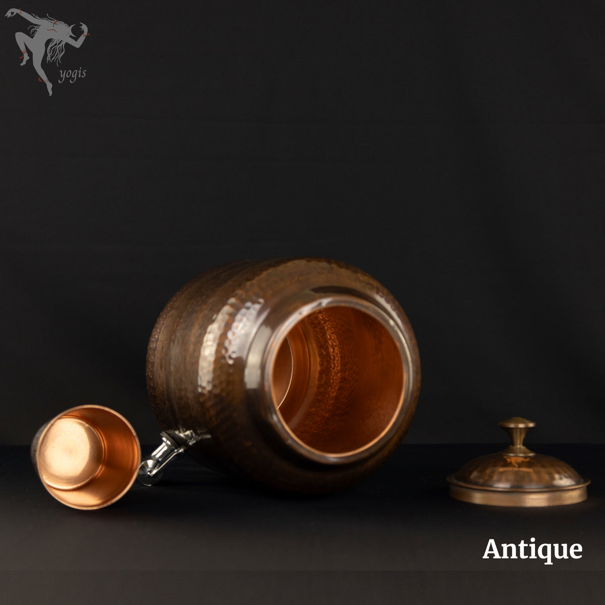 Pure Copper (99%) Water Tank Set - 5L - Engraved Yoga Posture - Natural Water Detox / Anti Bacterial - Excellent Craft-man ship