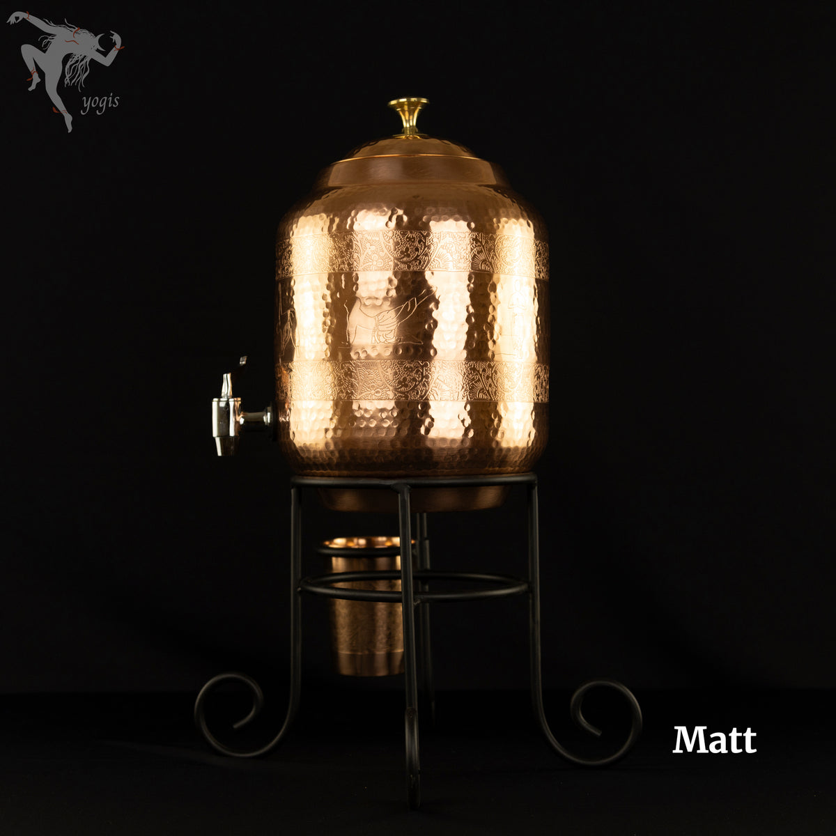 Pure Copper (99%) Water Tank Set - 5L - Engraved Yoga Posture - Natural Water Detox / Anti Bacterial - Excellent Craft-man ship