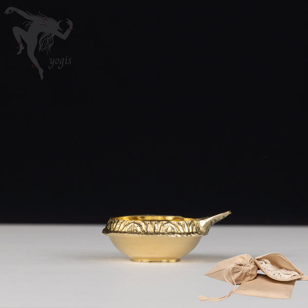 Small Brass Oil Lamp with 100 Oil Lamp Wick.  A source of Ether (Fire Element)