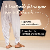 Unisex Yoga Dhoti Pants (Black & Off-White)/Panchakacham - Organic Cotton, Easy Pull-On, Versatile Comfort for Casual Wear