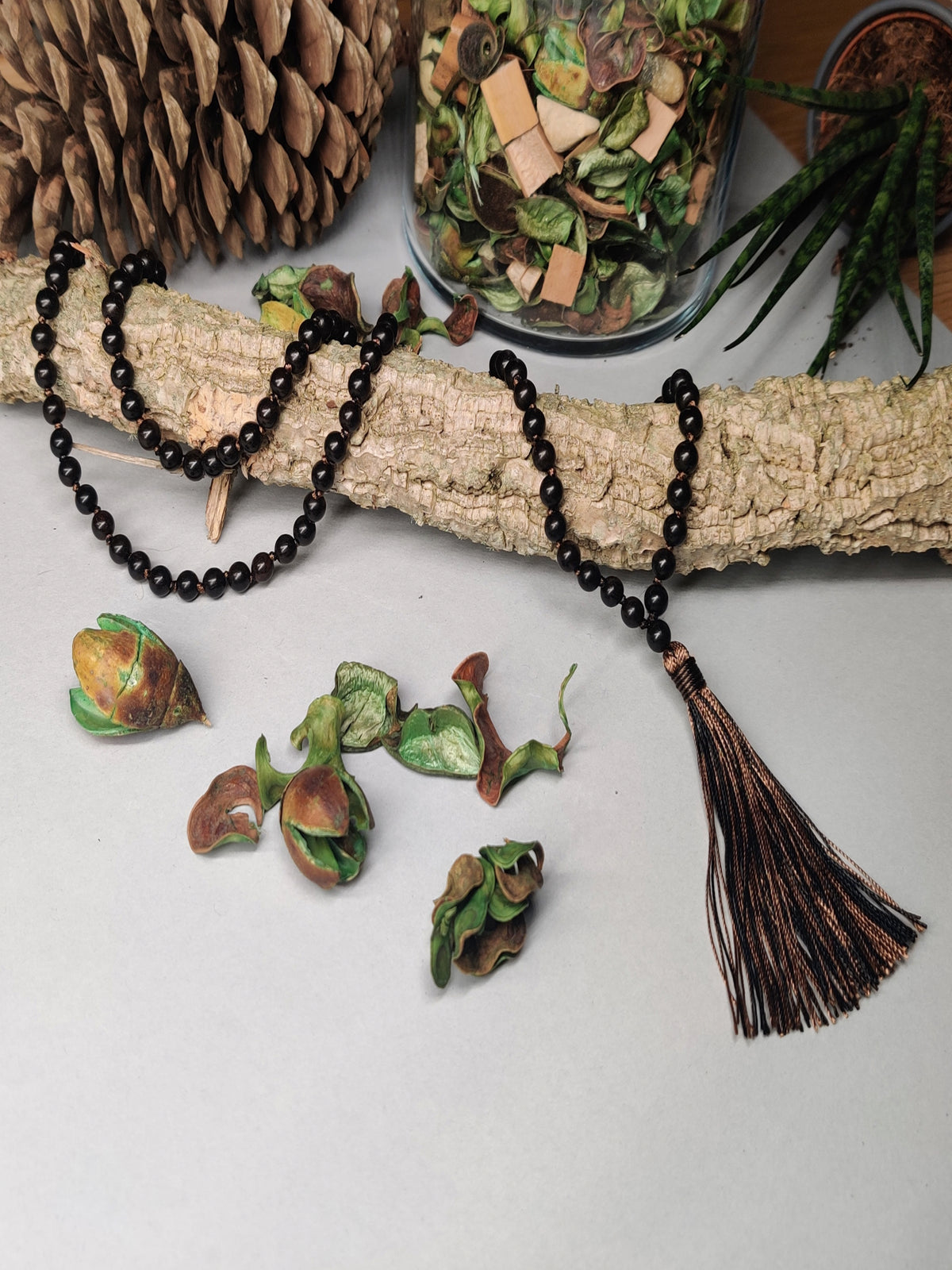Ebony Wood Malas 6mm Knotted 8mm