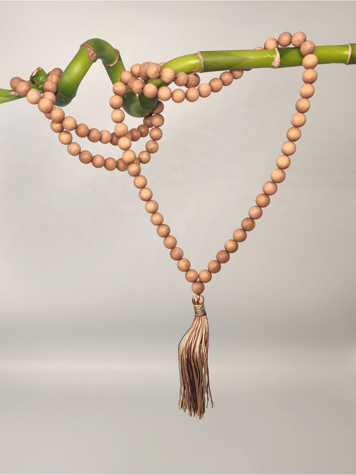 Sandalwood Mala 8mm Plain and 6mm Knotted 108 beads 34inch