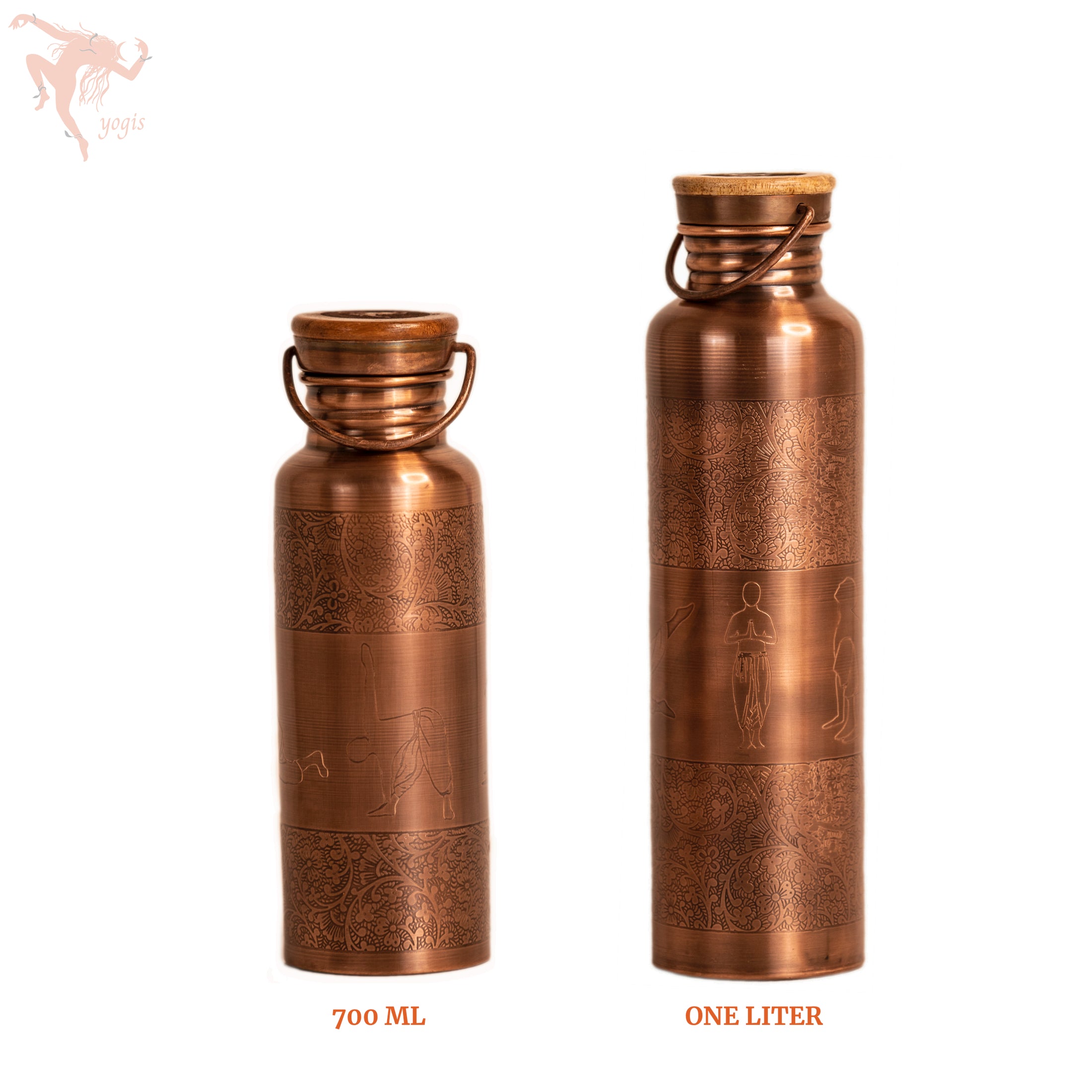 Copper Bottle - Flower and 4 Yoga Posture - Antique – Yogis