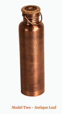 Pure Copper (99%) Bottle - Bulk Order (5-20) - Engraved Yoga Posture - Natural Water Detox / Anti Bacterial - Excellent Craft-man ship.
