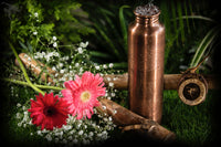 Copper Bottle - Flower and 4 Yoga Posture - Antique