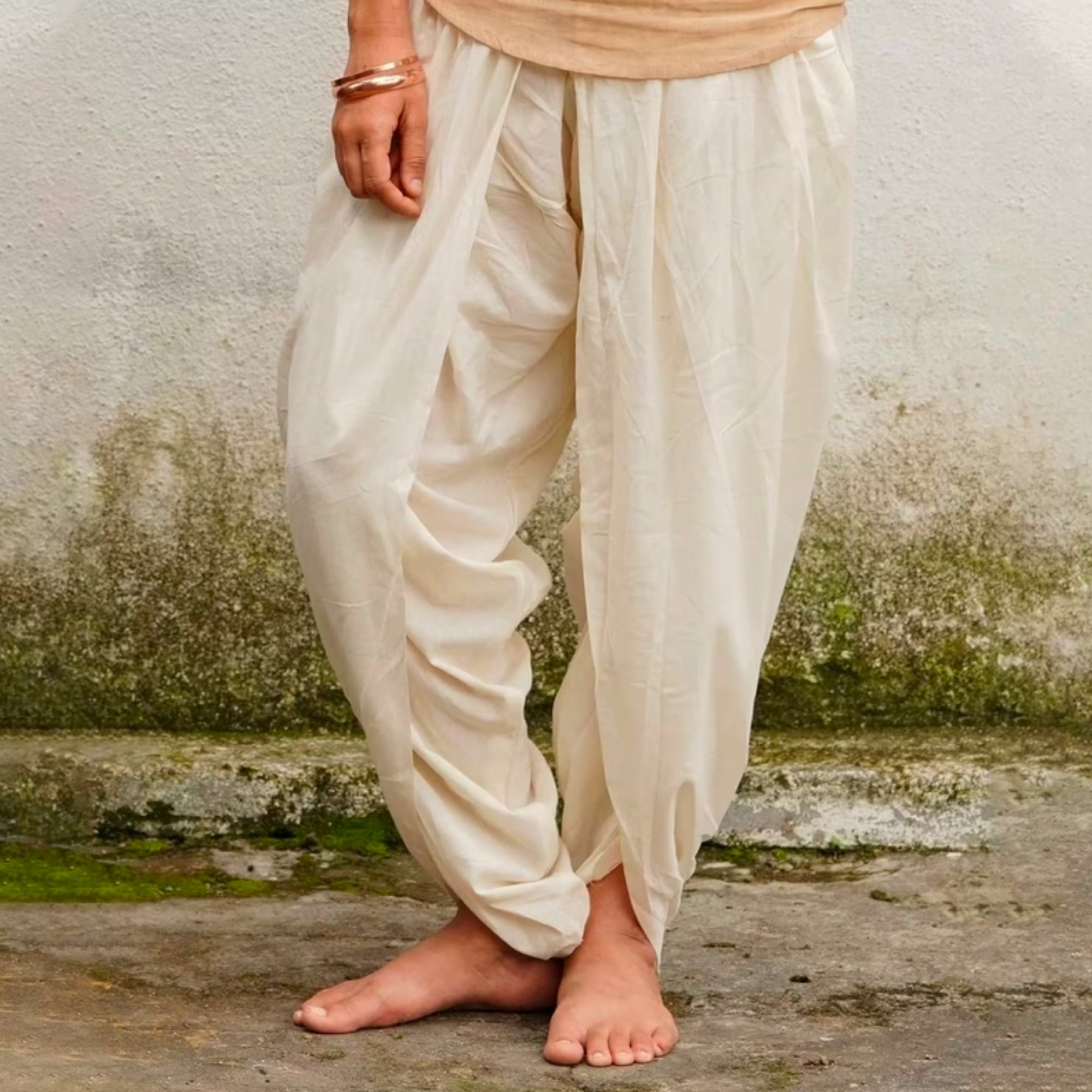 Unisex Yoga Dhoti Pants Black Off White Panchakacham Organic Cot Yogis