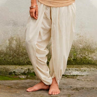 Unisex Yoga Dhoti Pants (Black & Off-White)/Panchakacham - Organic Cotton, Easy Pull-On, Versatile Comfort for Casual Wear