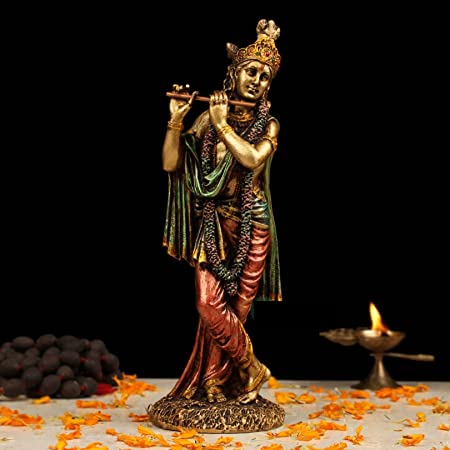 Resin Copper Krishna Flute Standing Karvin