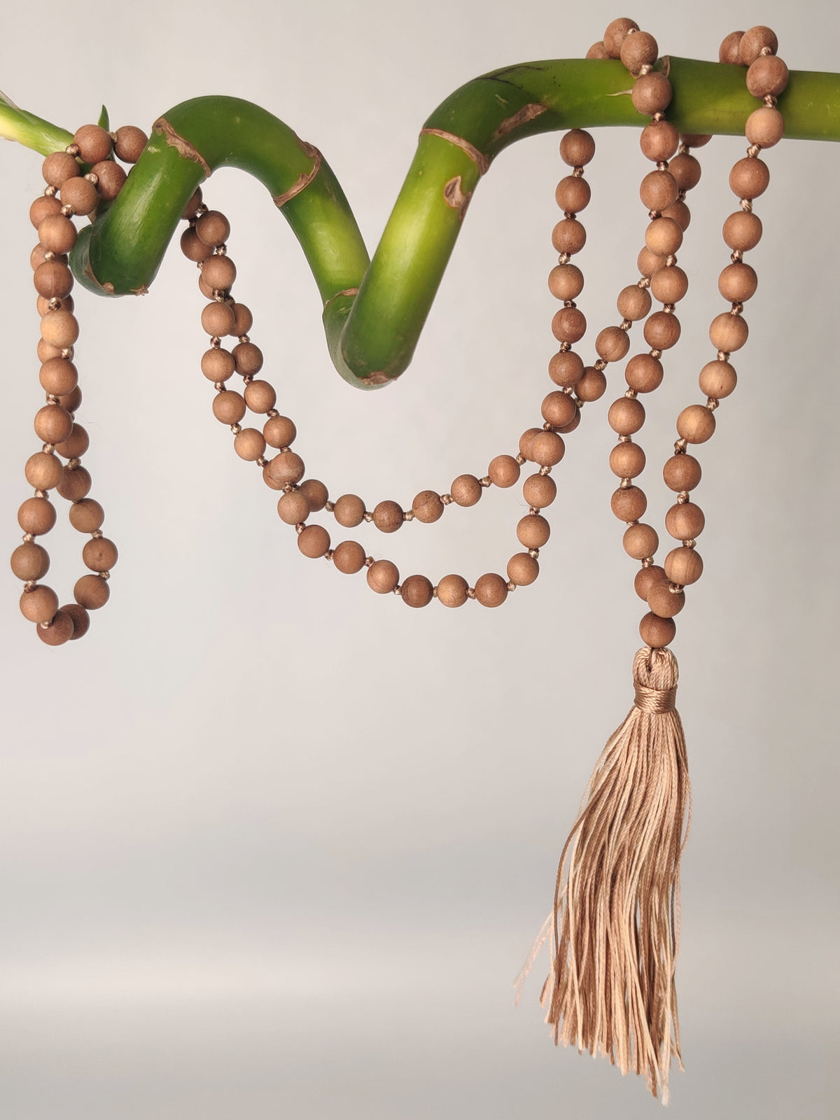 Sandalwood Mala 8mm Plain and 6mm Knotted 108 beads 34inch