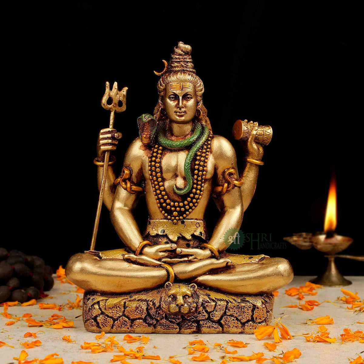Resin Copper Shiva Meditating